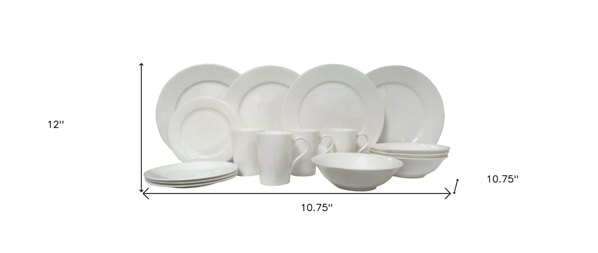 White Sixteen Piece Round Bone China Service For Four Dinnerware Set-8
