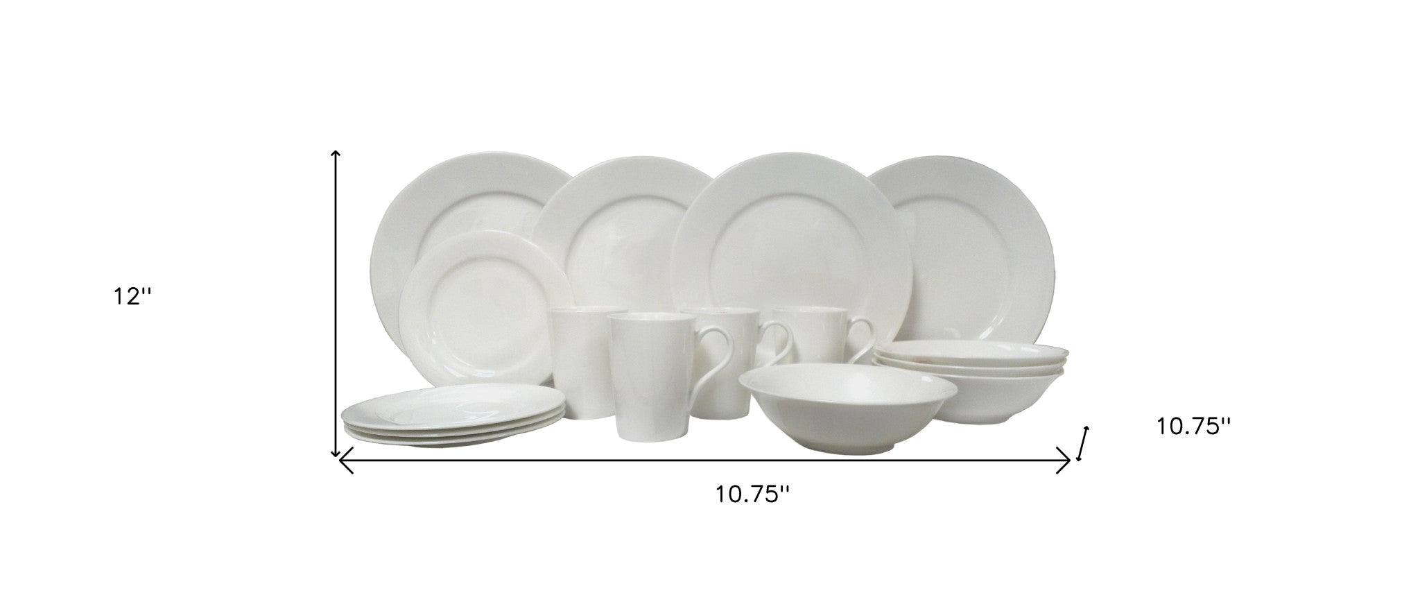 White Sixteen Piece Round Bone China Service For Four Dinnerware Set-8