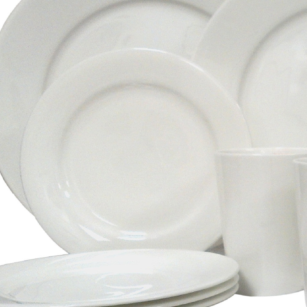 White Sixteen Piece Round Bone China Service For Four Dinnerware Set-3