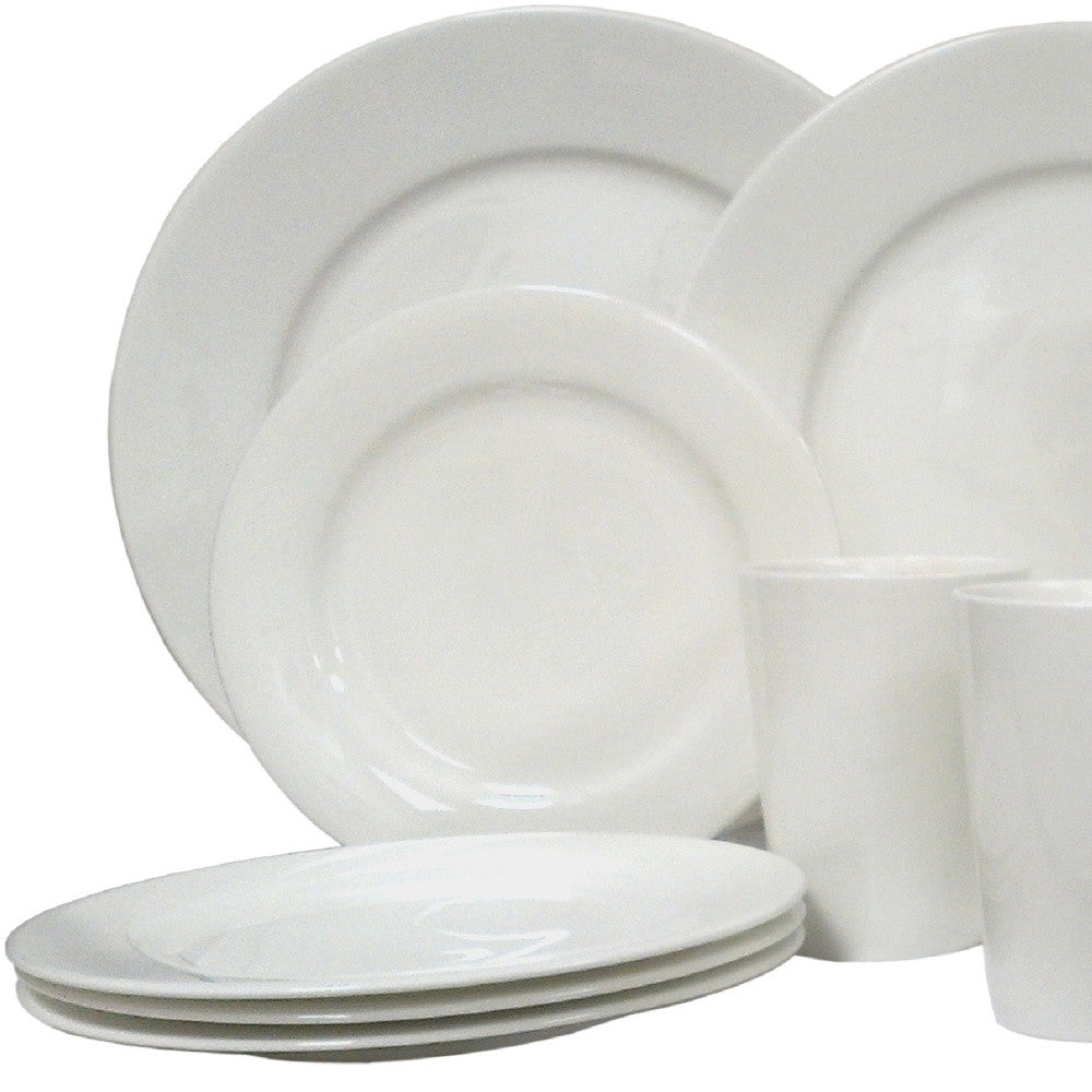 White Sixteen Piece Round Bone China Service For Four Dinnerware Set-4