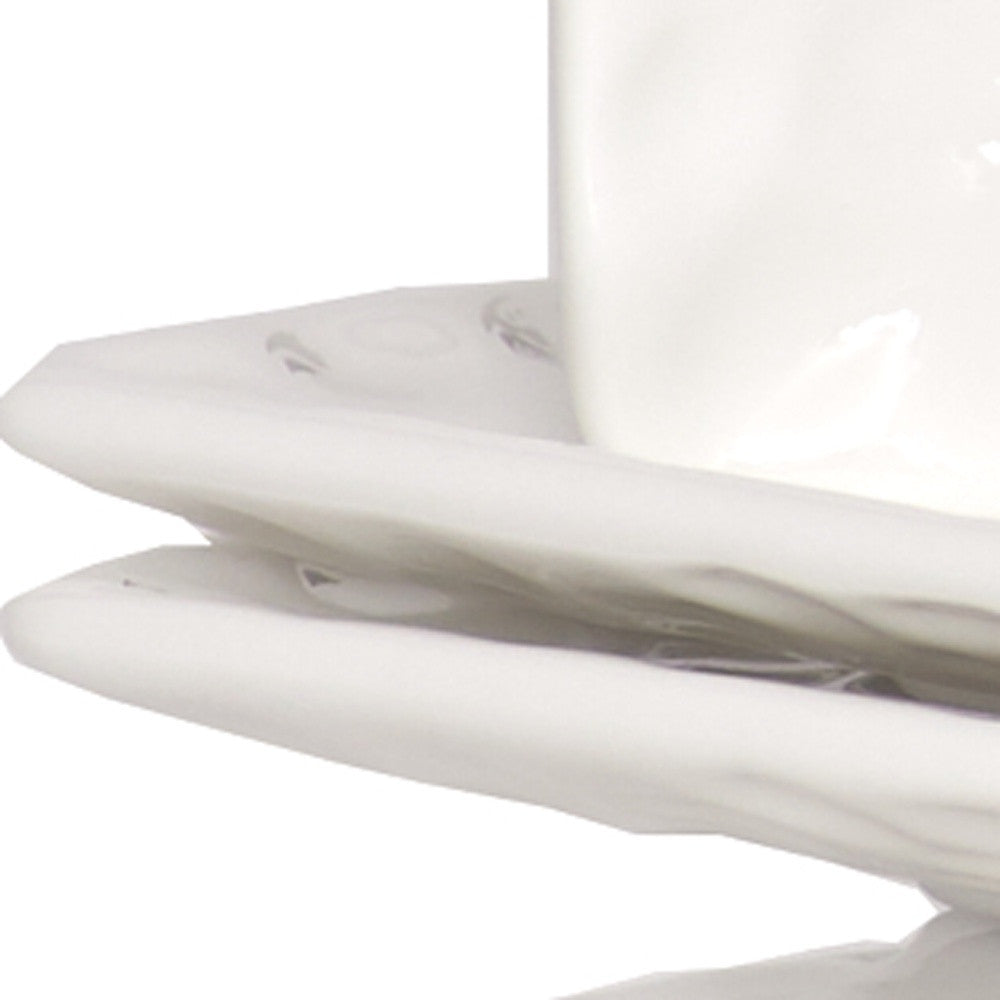 White Six Piece Rectangle Pebbled Porcelain Service For Six Salad Plate Set-Dinnerware-DECOROLALA