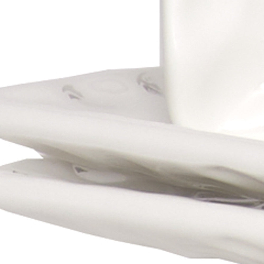 White Six Piece Rectangle Pebbled Porcelain Service For Six Salad Plate Set-Dinnerware-DECOROLALA