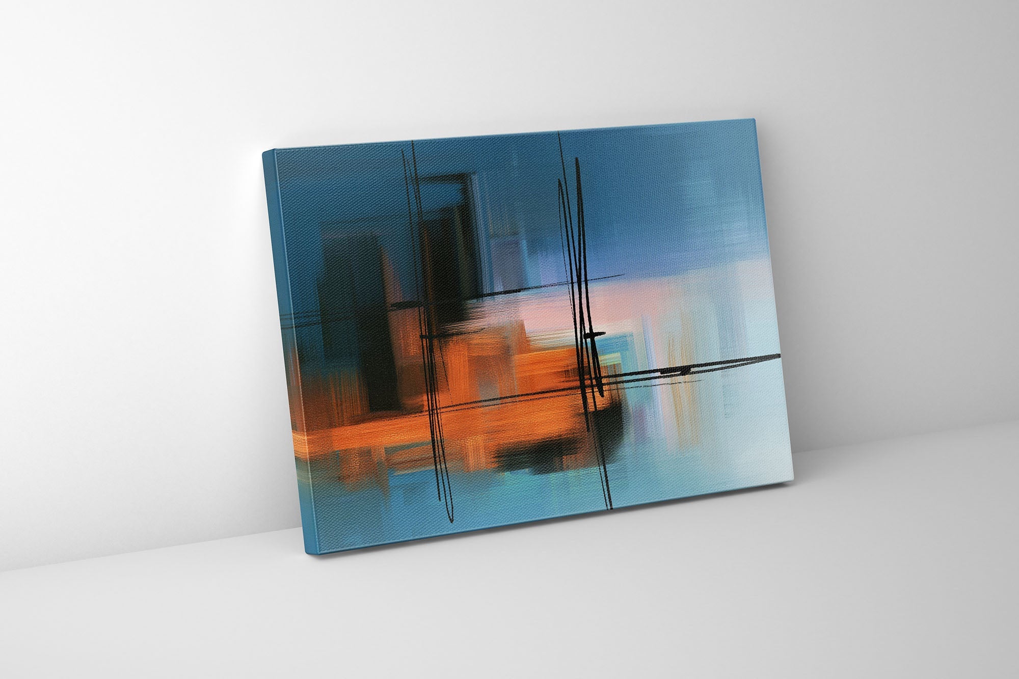 Wall Art-Hues of Blue Abstract- Fine Art Canvas - RGB varnish #4836-105-Wall Decor-DECOROLALA