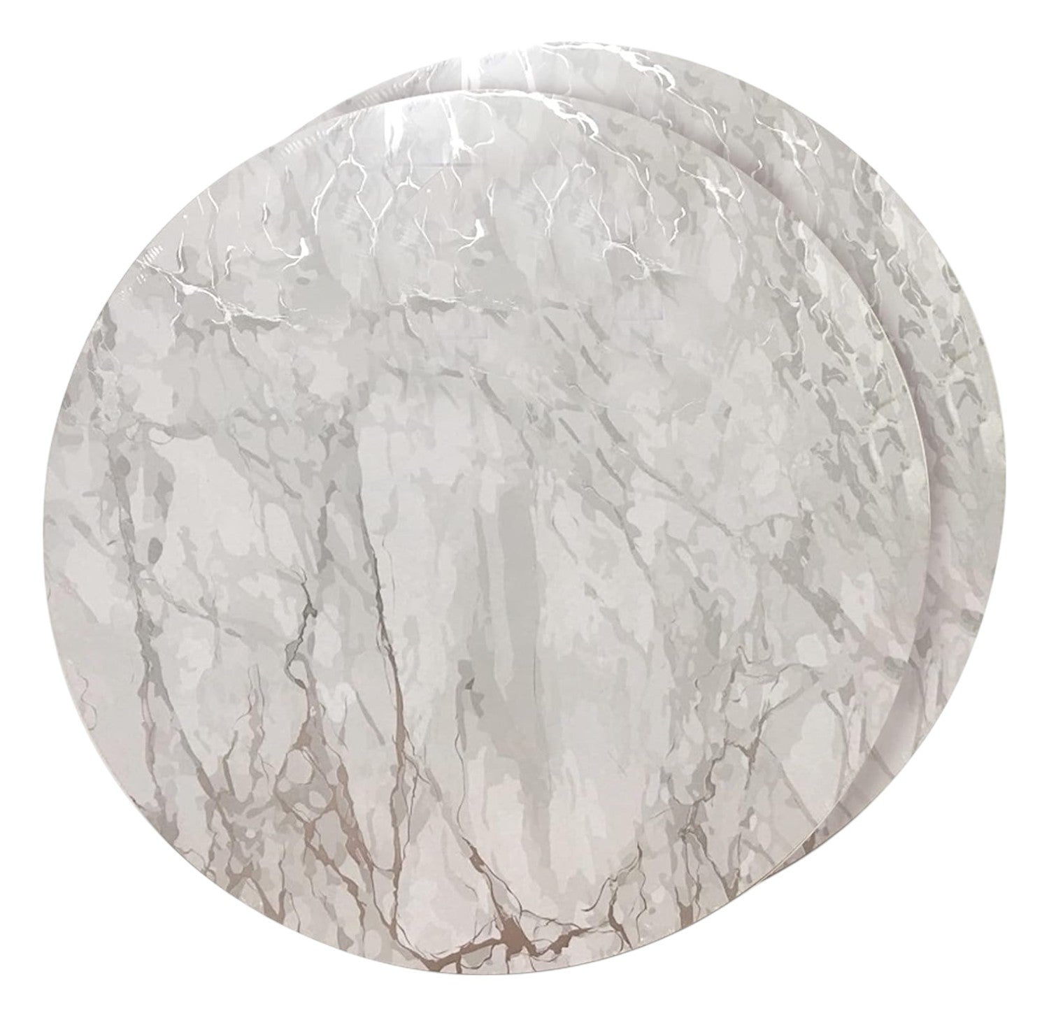 15" X 15" Silver And Gray Abstract Round Placemats-Dining Linens-DECOROLALA