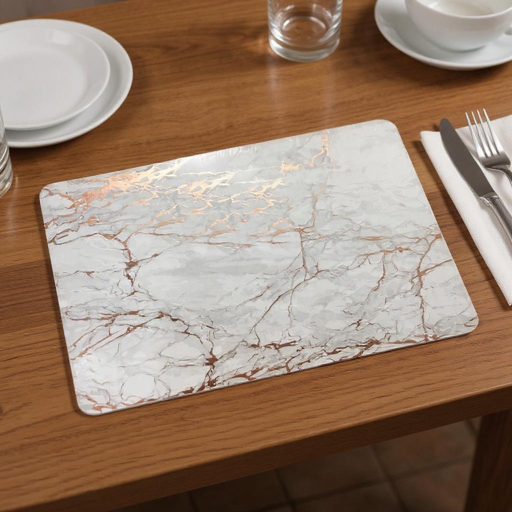 12" X 18" Gold And Silver Abstract Agglomerated cork Placemats-Dining Linens-DECOROLALA