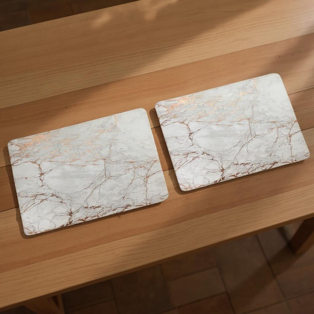 12" X 18" Gold And Silver Abstract Agglomerated cork Placemats-Dining Linens-DECOROLALA