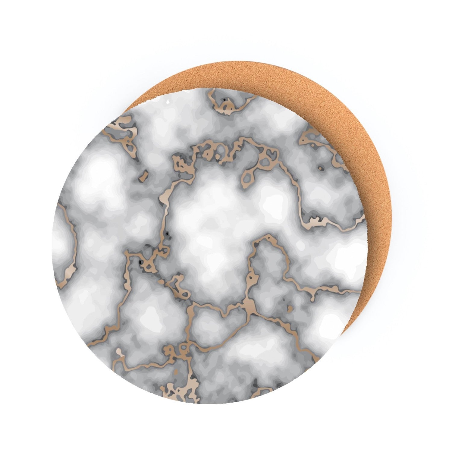 15" Set of Two Gold And Gray Abstract Round Placemats-Dining Linens-DECOROLALA