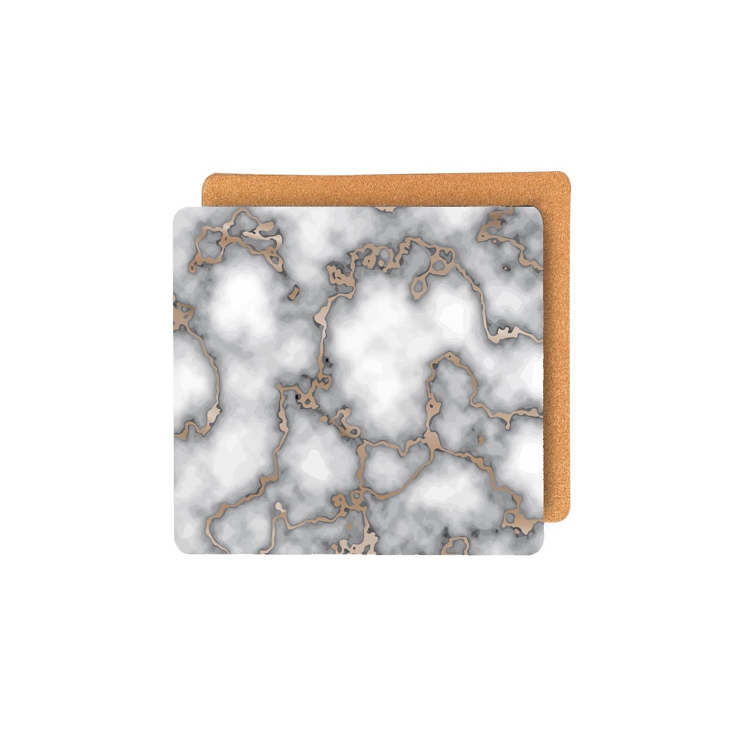 15" X 15" Gray And Gold Abstract Agglomerated cork Square Placemats-Dining Linens-DECOROLALA