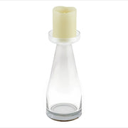 11" Clear Glass Centerpiece Pillar Candle Holder With Candle-Candle Holders-DECOROLALA