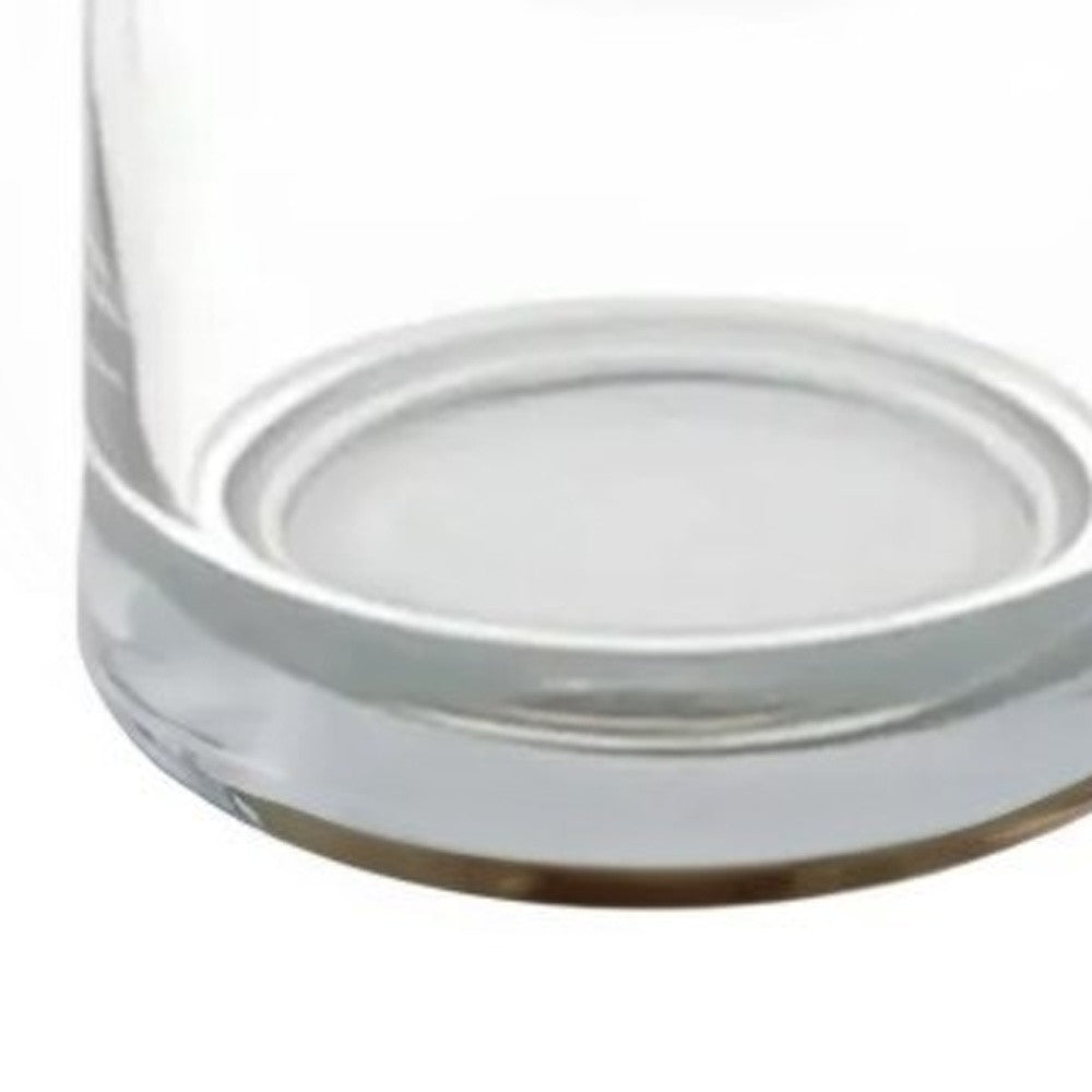 11" Clear Glass Centerpiece Pillar Candle Holder With Candle-Candle Holders-DECOROLALA