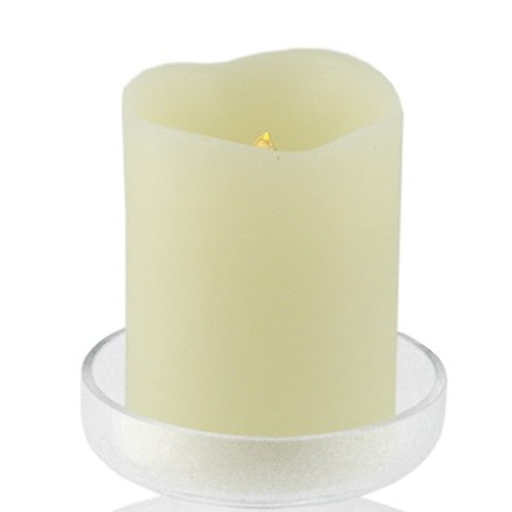 8" Clear Glass Centerpiece Pillar Candle Holder With Candle-Candle Holders-DECOROLALA