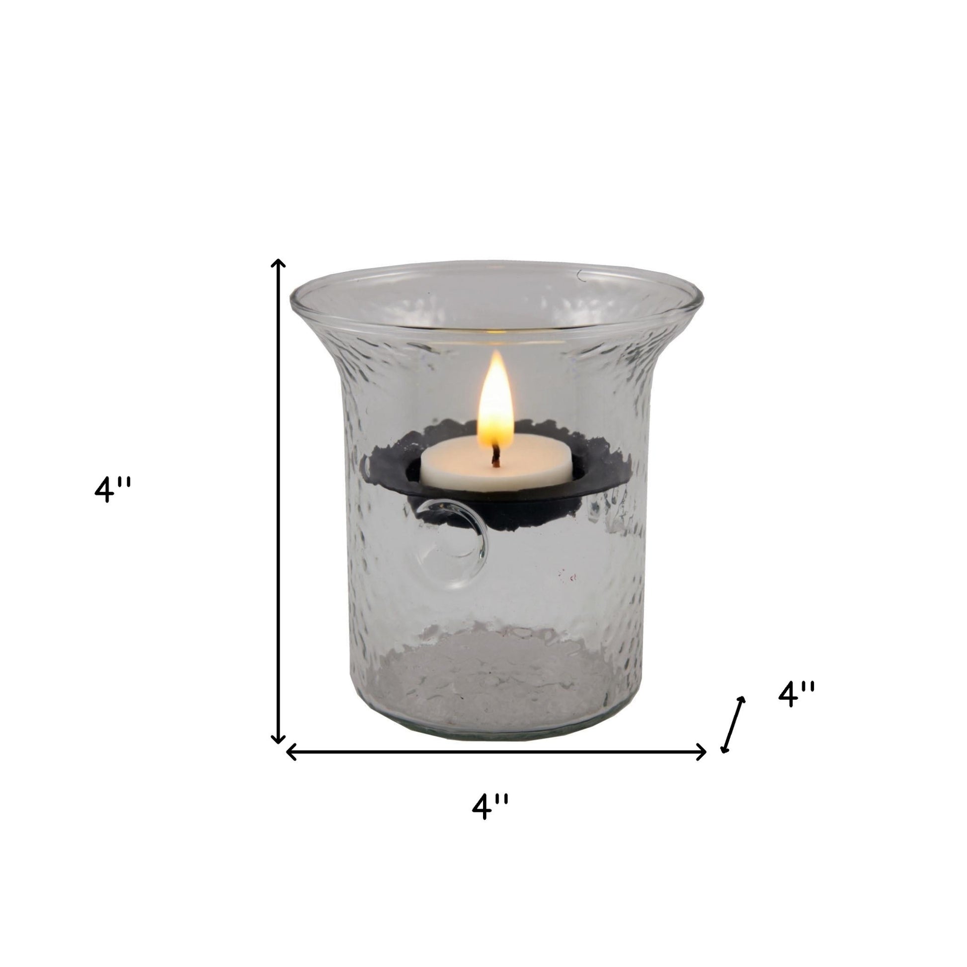 4" Clear Glass Tabletop Hurricane Candle Holder With Candle-Candle Holders-DECOROLALA