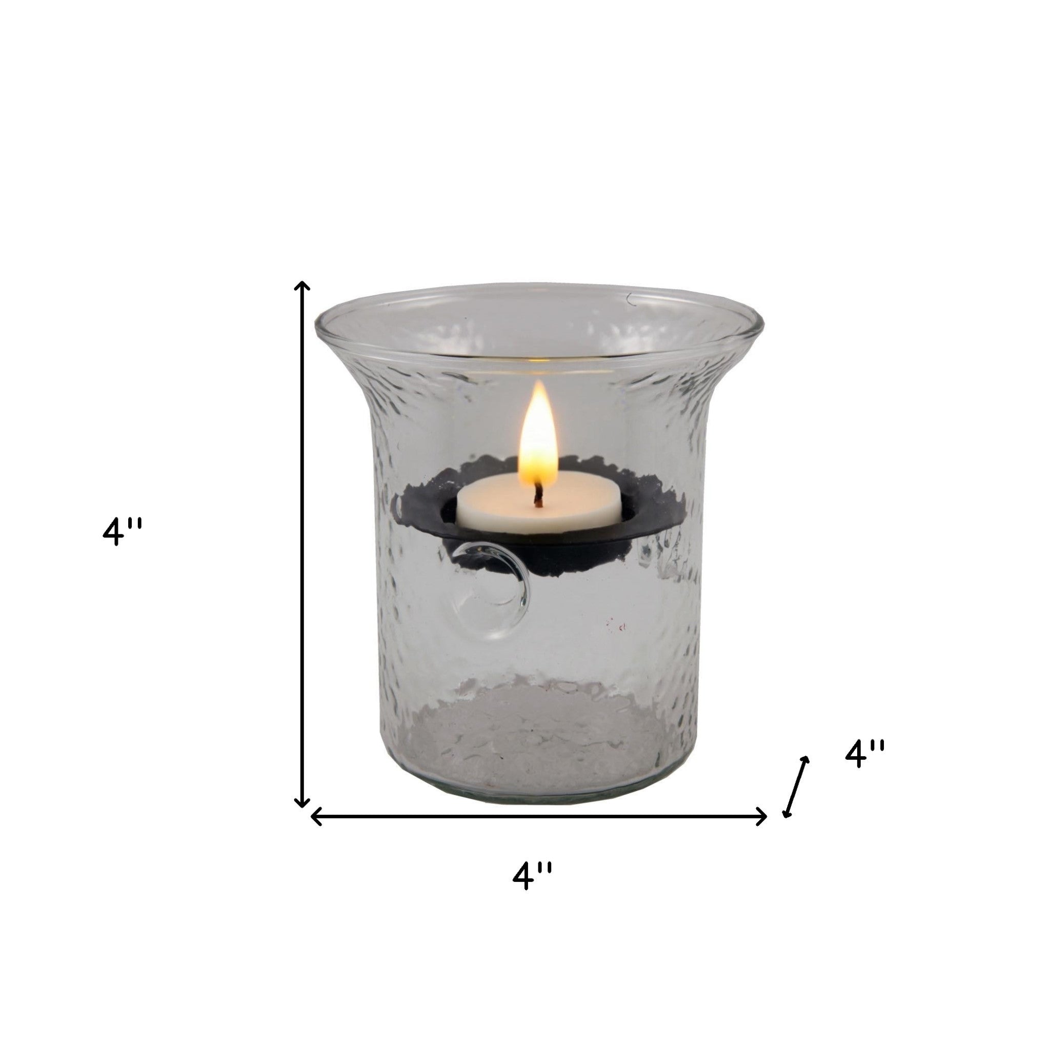 4" Clear Glass Tabletop Hurricane Candle Holder With Candle-Candle Holders-DECOROLALA