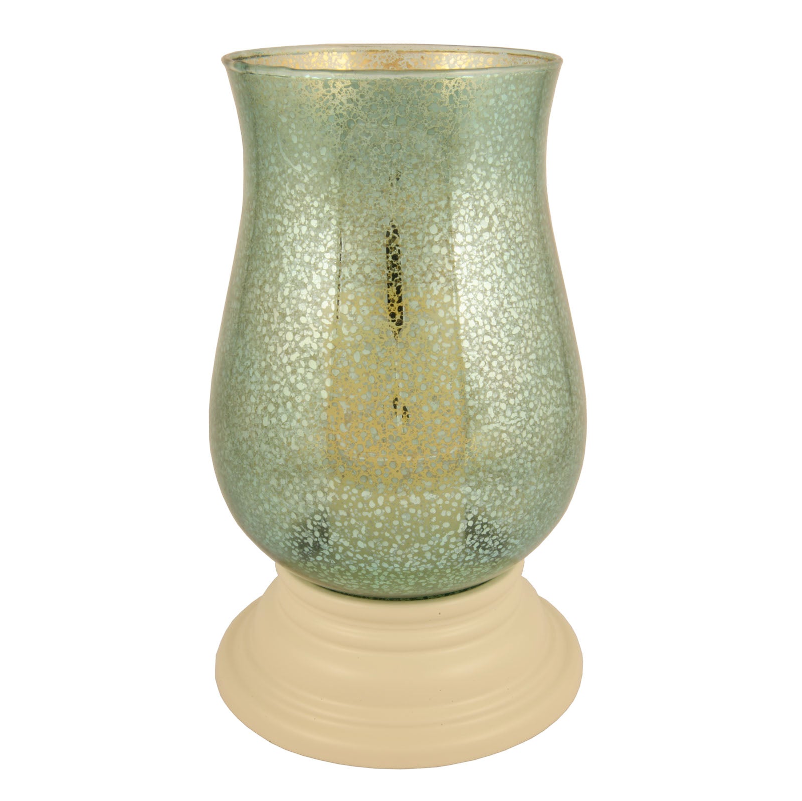 14" Green Glass Centerpiece Hurricane Candle Holder With Candle-Candle Holders-DECOROLALA