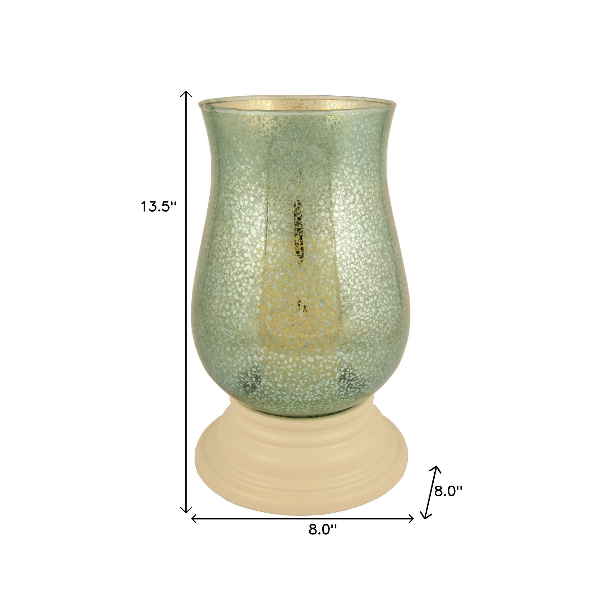 14" Green Glass Centerpiece Hurricane Candle Holder With Candle-Candle Holders-DECOROLALA