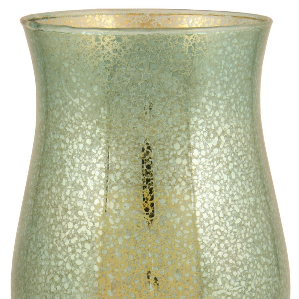 14" Green Glass Centerpiece Hurricane Candle Holder With Candle-Candle Holders-DECOROLALA