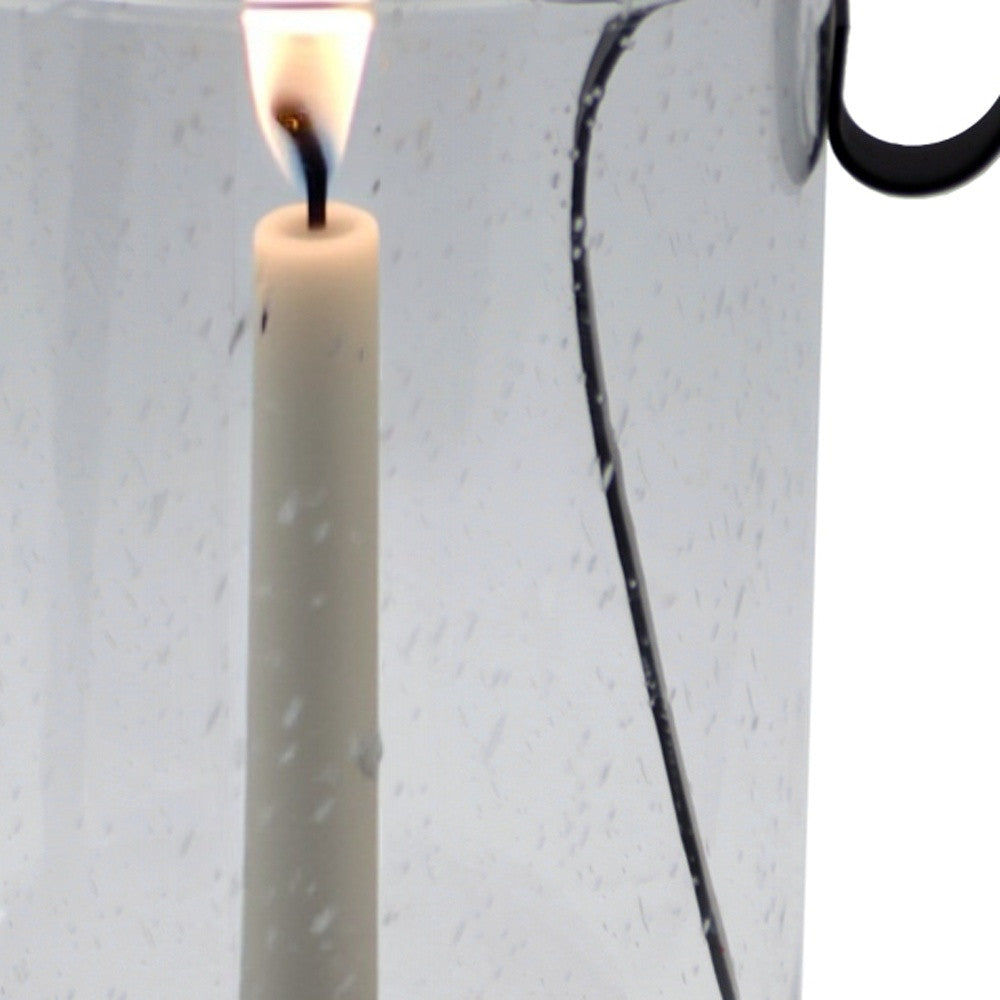 12" Light Gray Glass Centerpiece Taper Candle Holder With Candle-Candle Holders-DECOROLALA