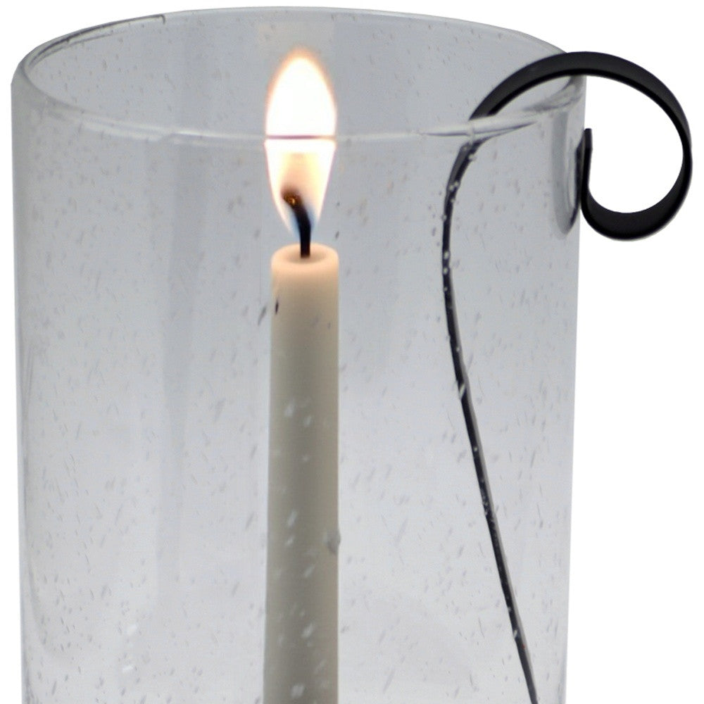 12" Light Gray Glass Centerpiece Taper Candle Holder With Candle-Candle Holders-DECOROLALA