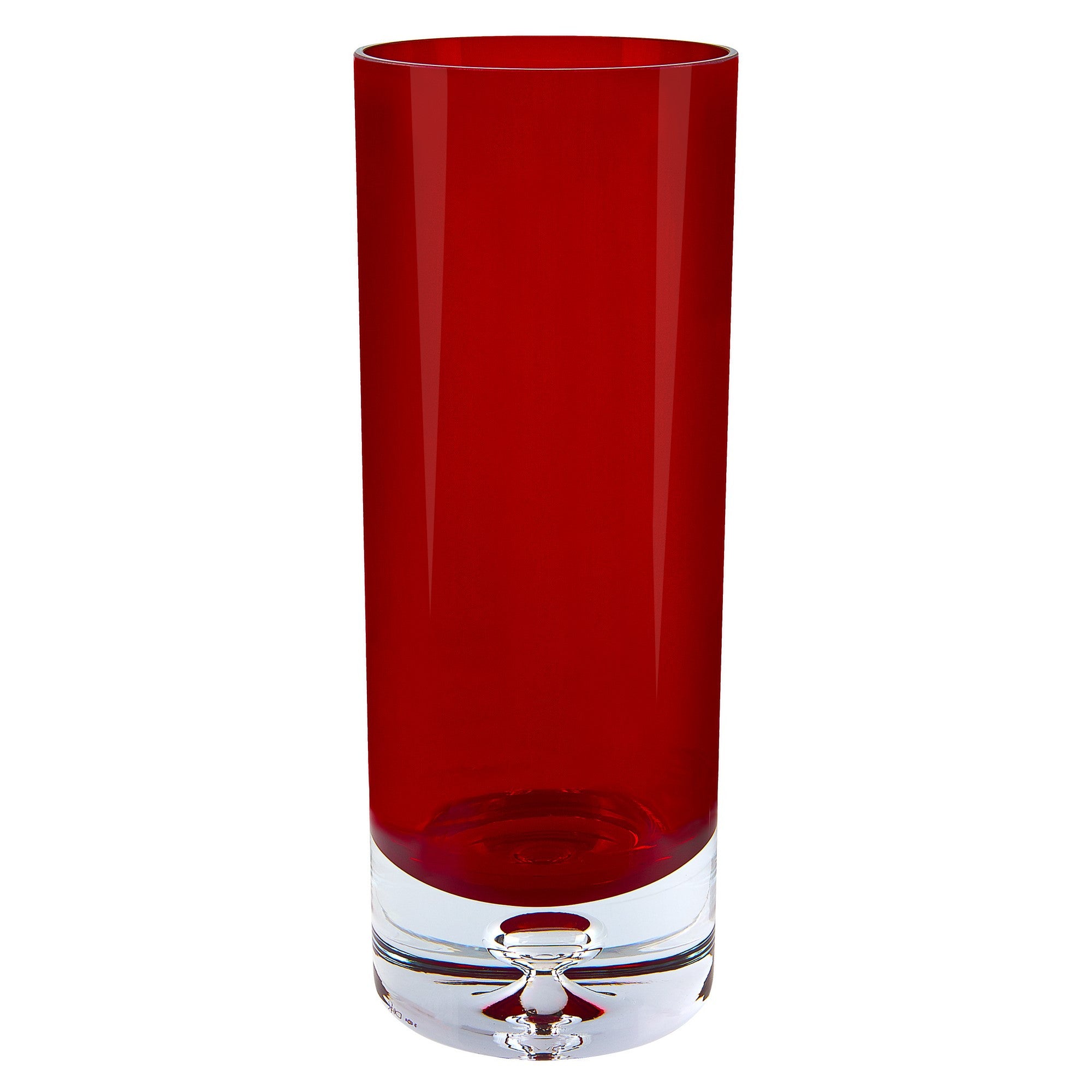 11" Red Crystal Glass Cylinder Table Vase-Vases-DECOROLALA