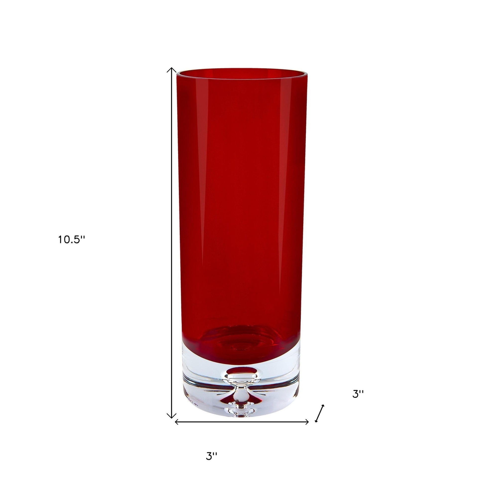 11" Red Crystal Glass Cylinder Table Vase-Vases-DECOROLALA