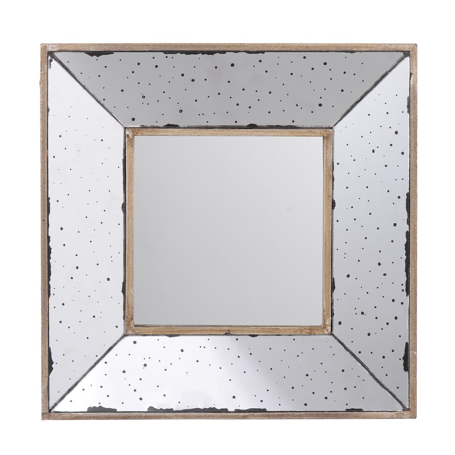 12" Square Wall Mounted Vintage Style Glass Frame Accent Mirror-Mirrors-DECOROLALA