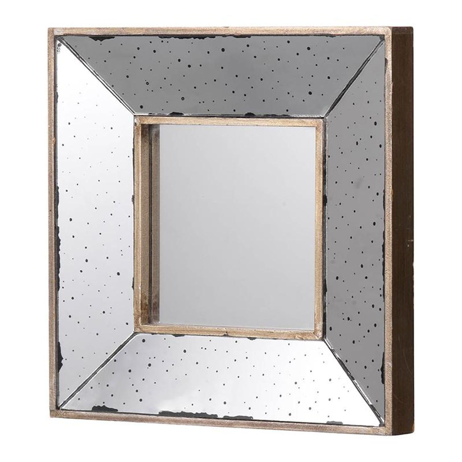 12" Square Wall Mounted Vintage Style Glass Frame Accent Mirror-Mirrors-DECOROLALA