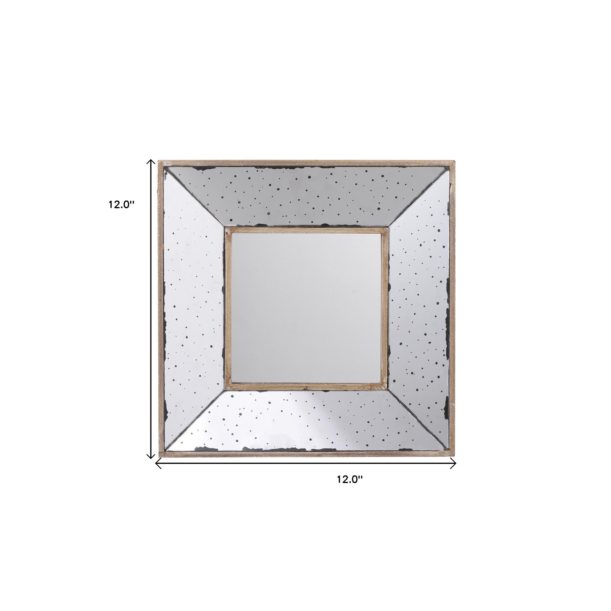 12" Square Wall Mounted Vintage Style Glass Frame Accent Mirror-Mirrors-DECOROLALA