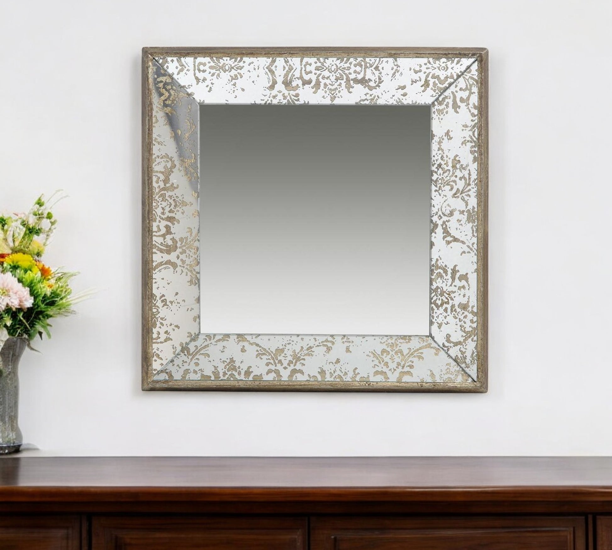 15" Square Vintage Style Wall Mounted Accent Mirror-Mirrors-DECOROLALA