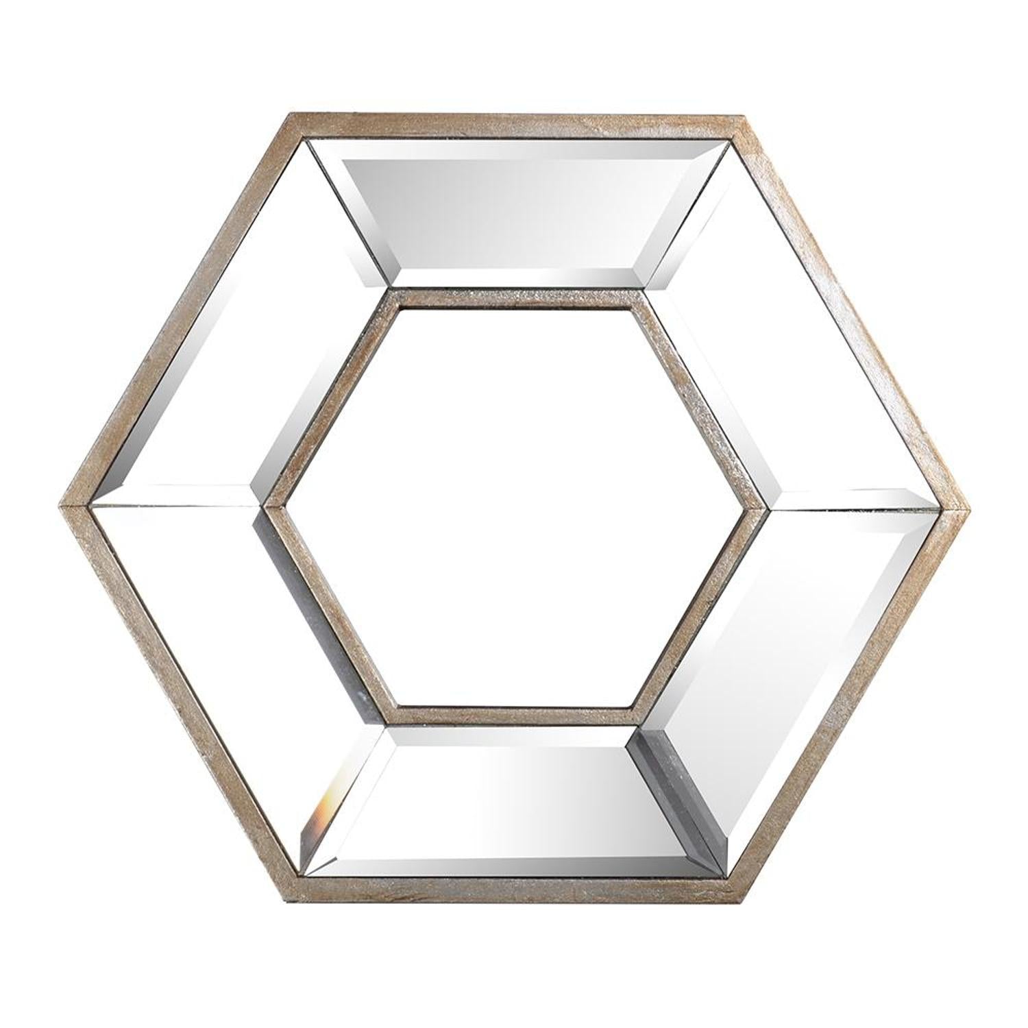 12" Silver Hexagon Wall Mounted Accent Mirror-Mirrors-DECOROLALA