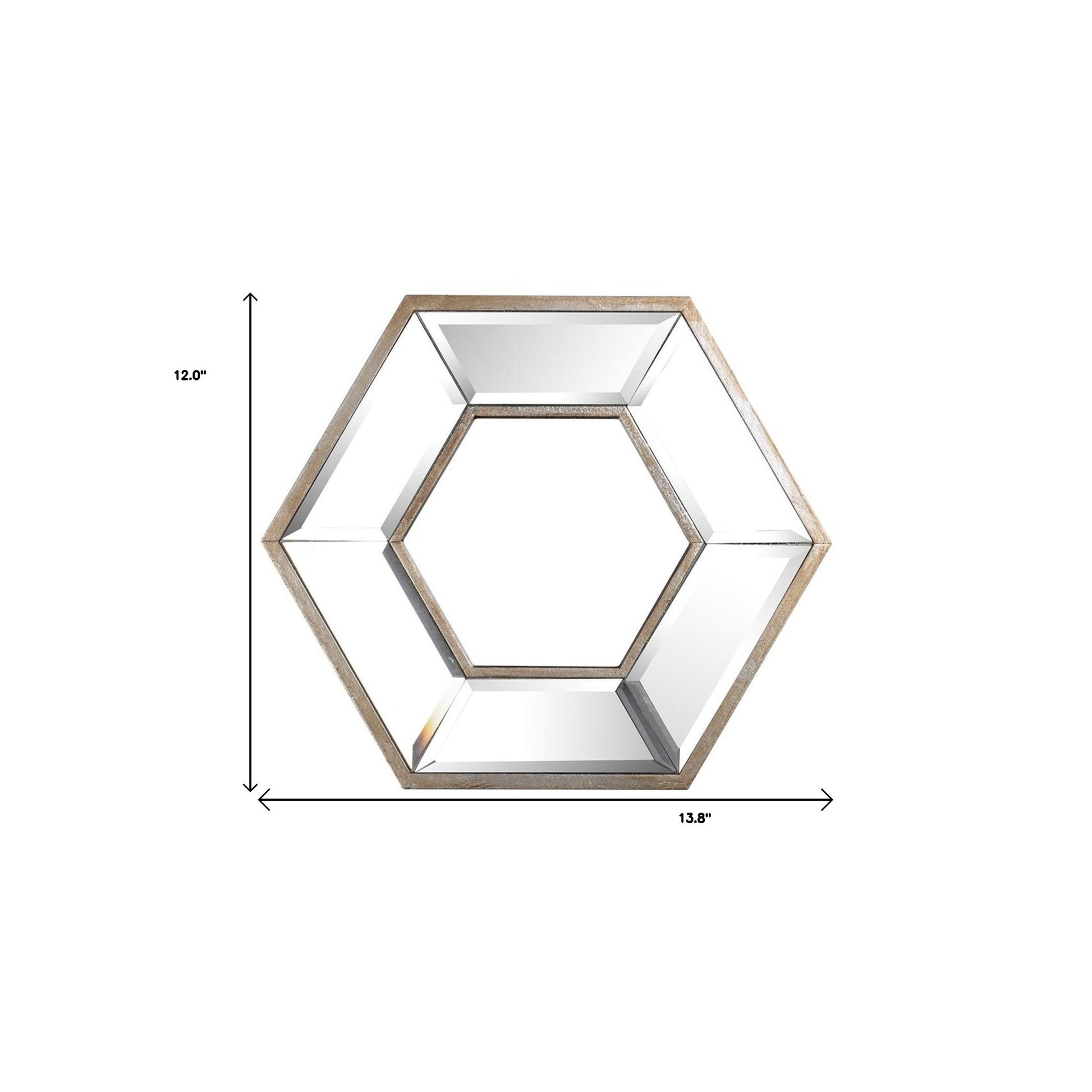 12" Silver Hexagon Wall Mounted Accent Mirror-Mirrors-DECOROLALA