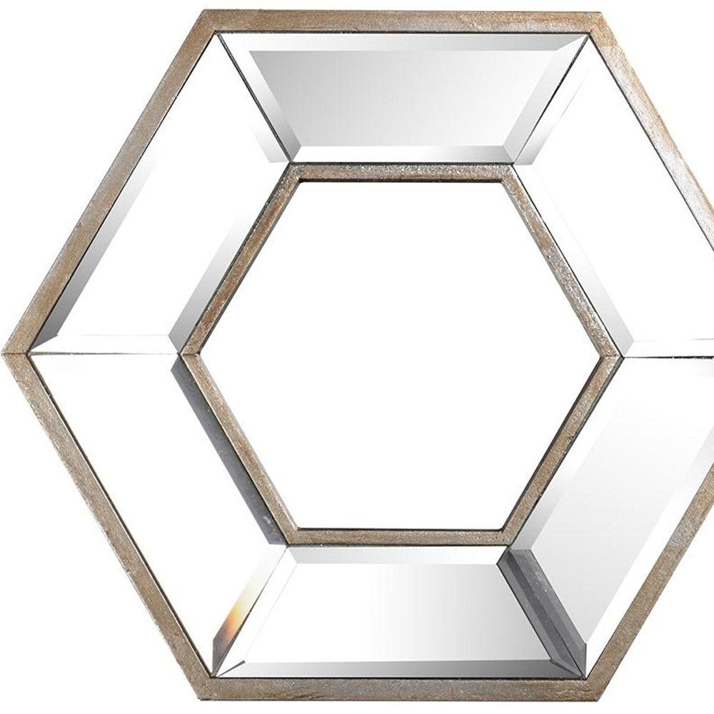 12" Silver Hexagon Wall Mounted Accent Mirror-Mirrors-DECOROLALA