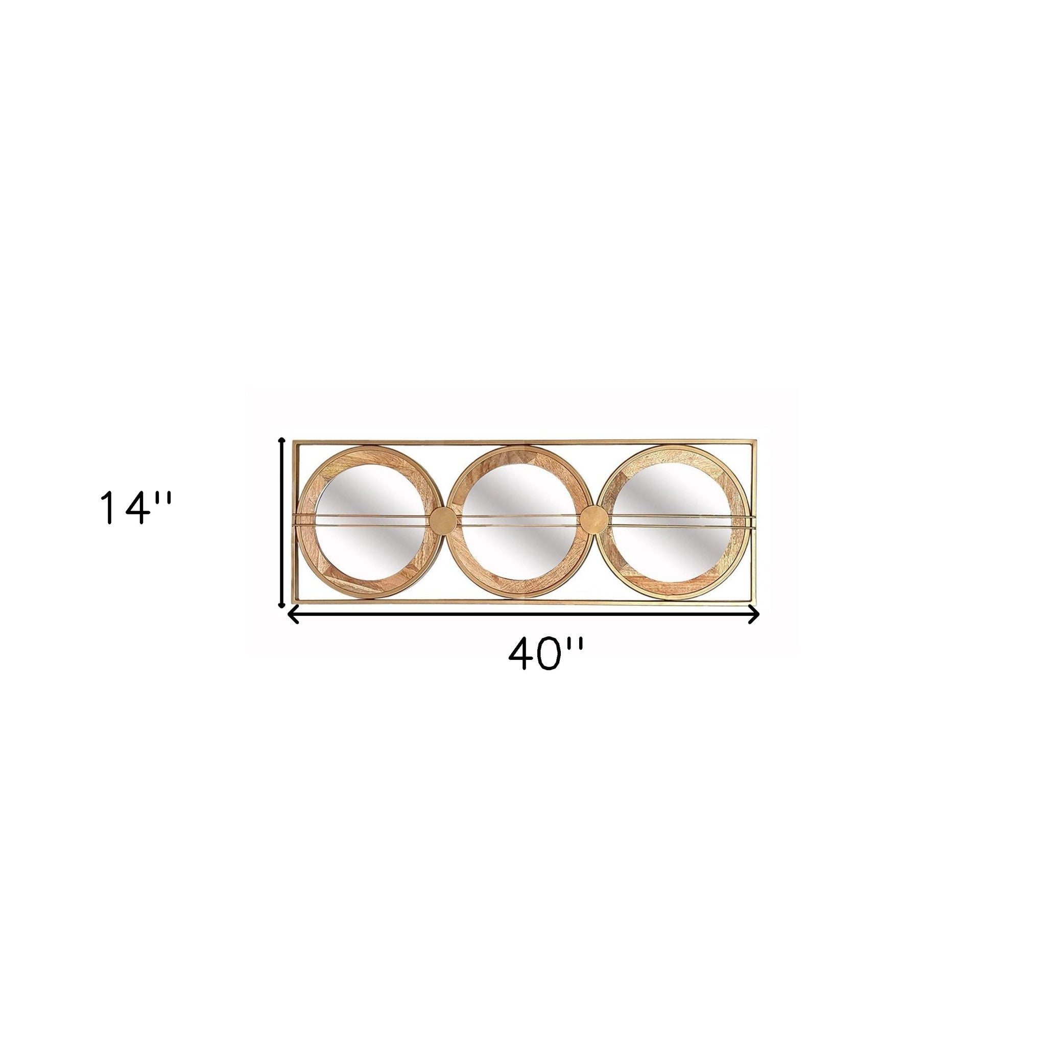 14" Brown and Gold Aluminum and Wood Geometric Framed Accent Mirror-Mirrors-DECOROLALA