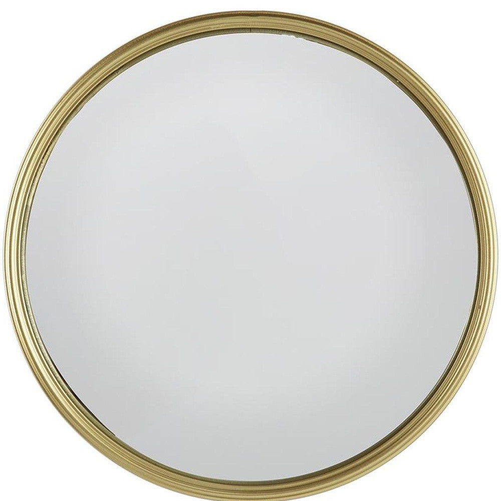 15" Gold Round Iron Textured Framed Accent Mirror-Mirrors-DECOROLALA
