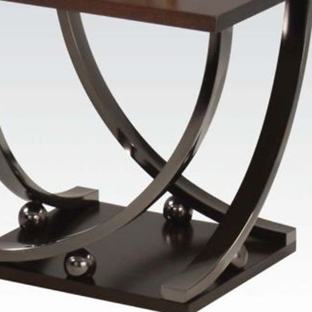 23" Black and Brown End Table-End-Side Tables-DECOROLALA