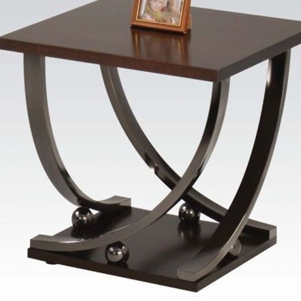 23" Black and Brown End Table-End-Side Tables-DECOROLALA
