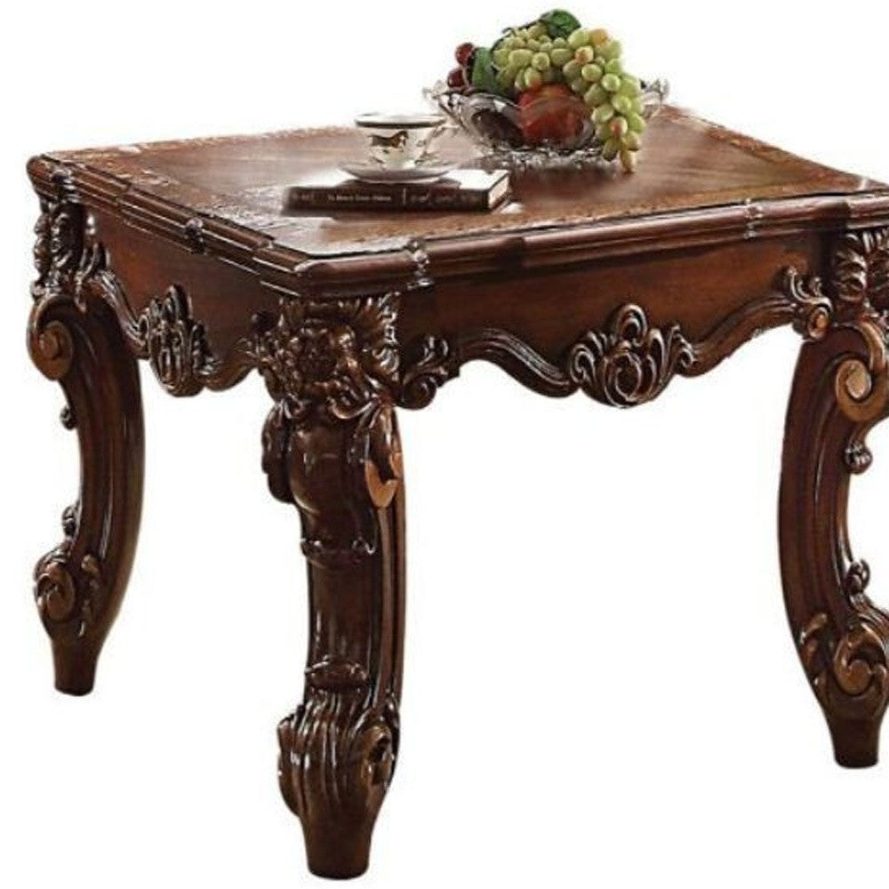 26" Cherry Manufactured Wood Square End Table-End-Side Tables-DECOROLALA