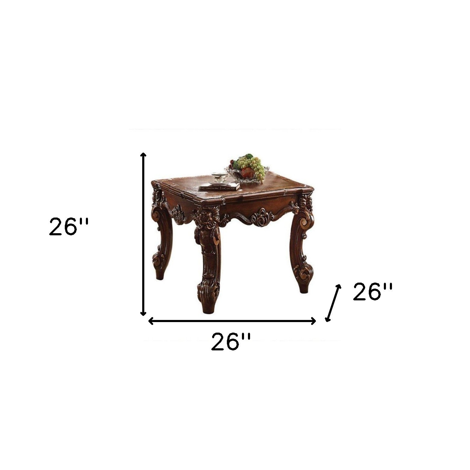 26" Cherry Manufactured Wood Square End Table-End-Side Tables-DECOROLALA