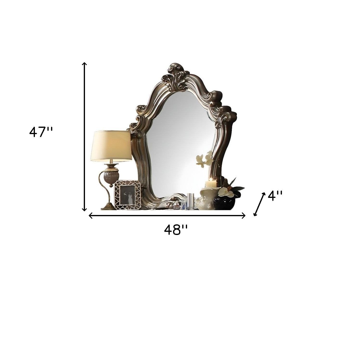 47" Crowned Top Wood Framed Mounted Dresser Mirror-Mirrors-DECOROLALA