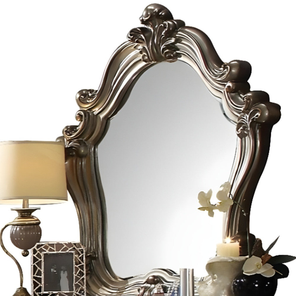 47" Crowned Top Wood Framed Mounted Dresser Mirror-Mirrors-DECOROLALA