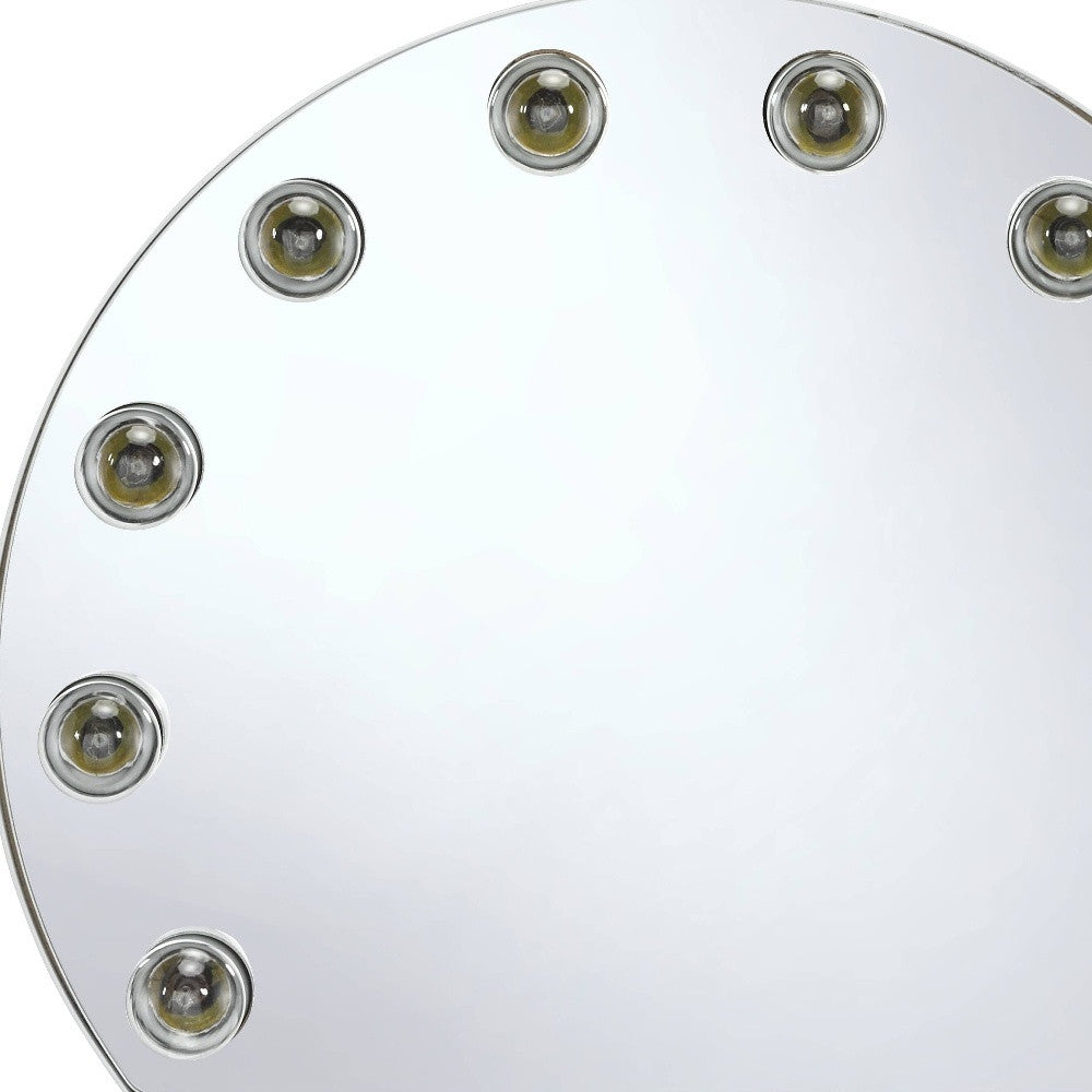 15" White Abstract Metal Framed Mounted Accent Mirror-Mirrors-DECOROLALA