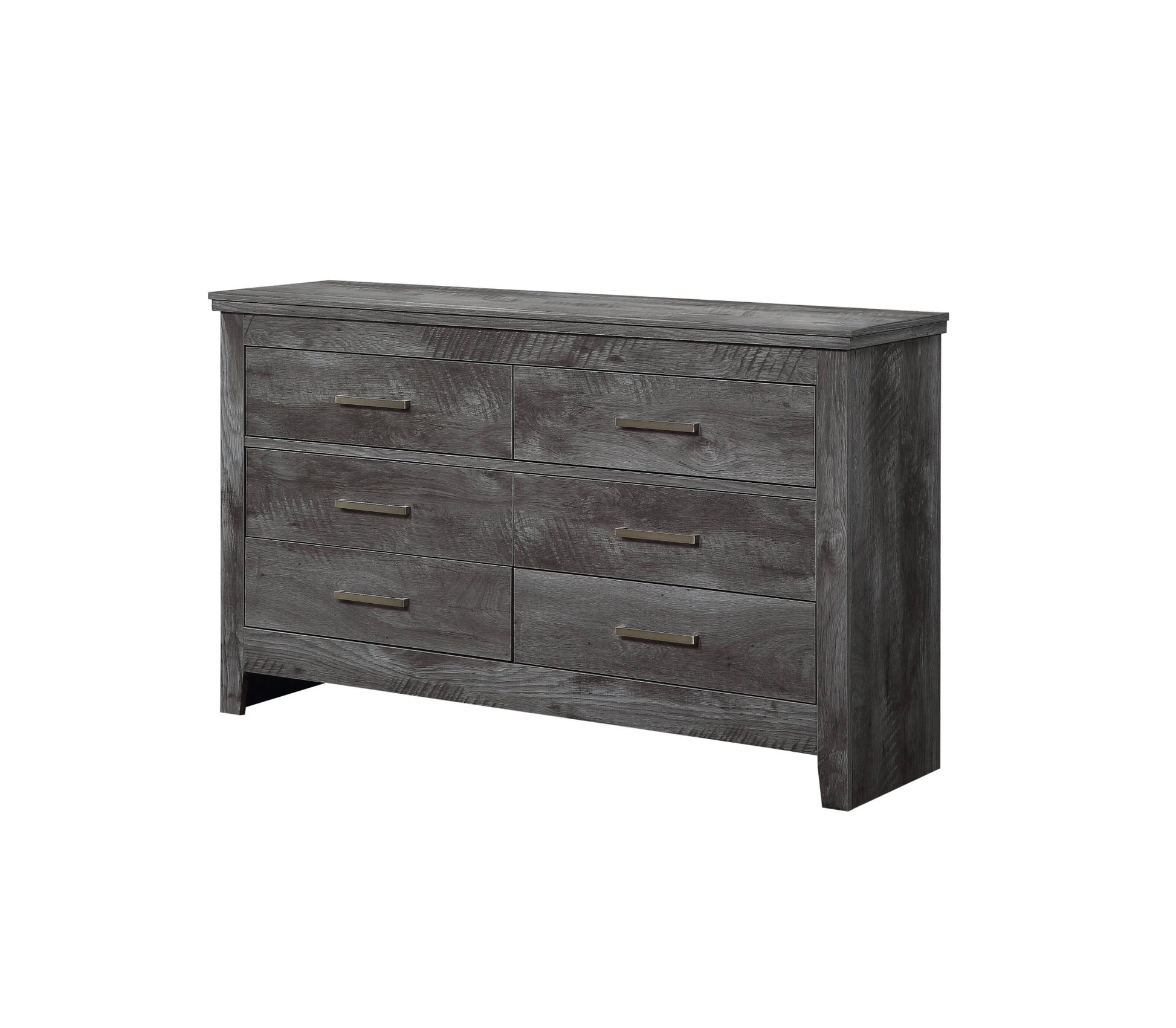 57" Gray Solid and Manufactured Wood Six Drawer Double Dresser-Dressers-DECOROLALA