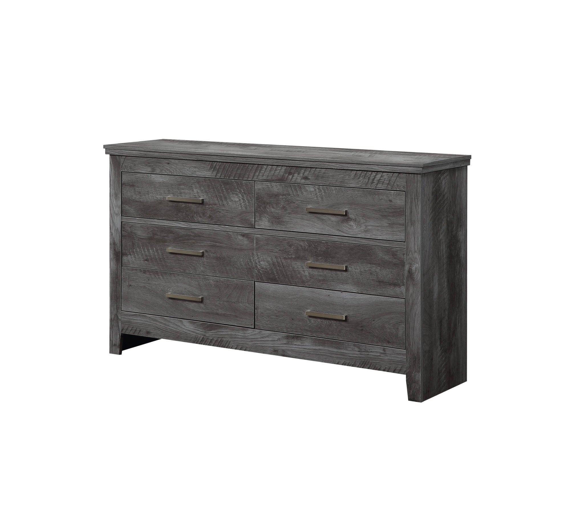 57" Gray Solid and Manufactured Wood Six Drawer Double Dresser-Dressers-DECOROLALA