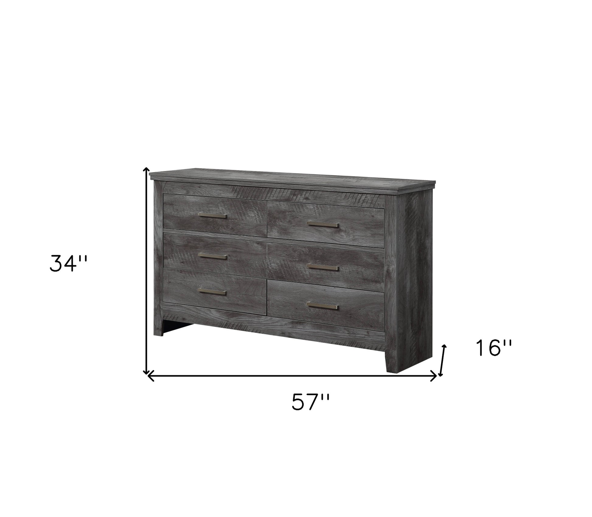 57" Gray Solid and Manufactured Wood Six Drawer Double Dresser-Dressers-DECOROLALA