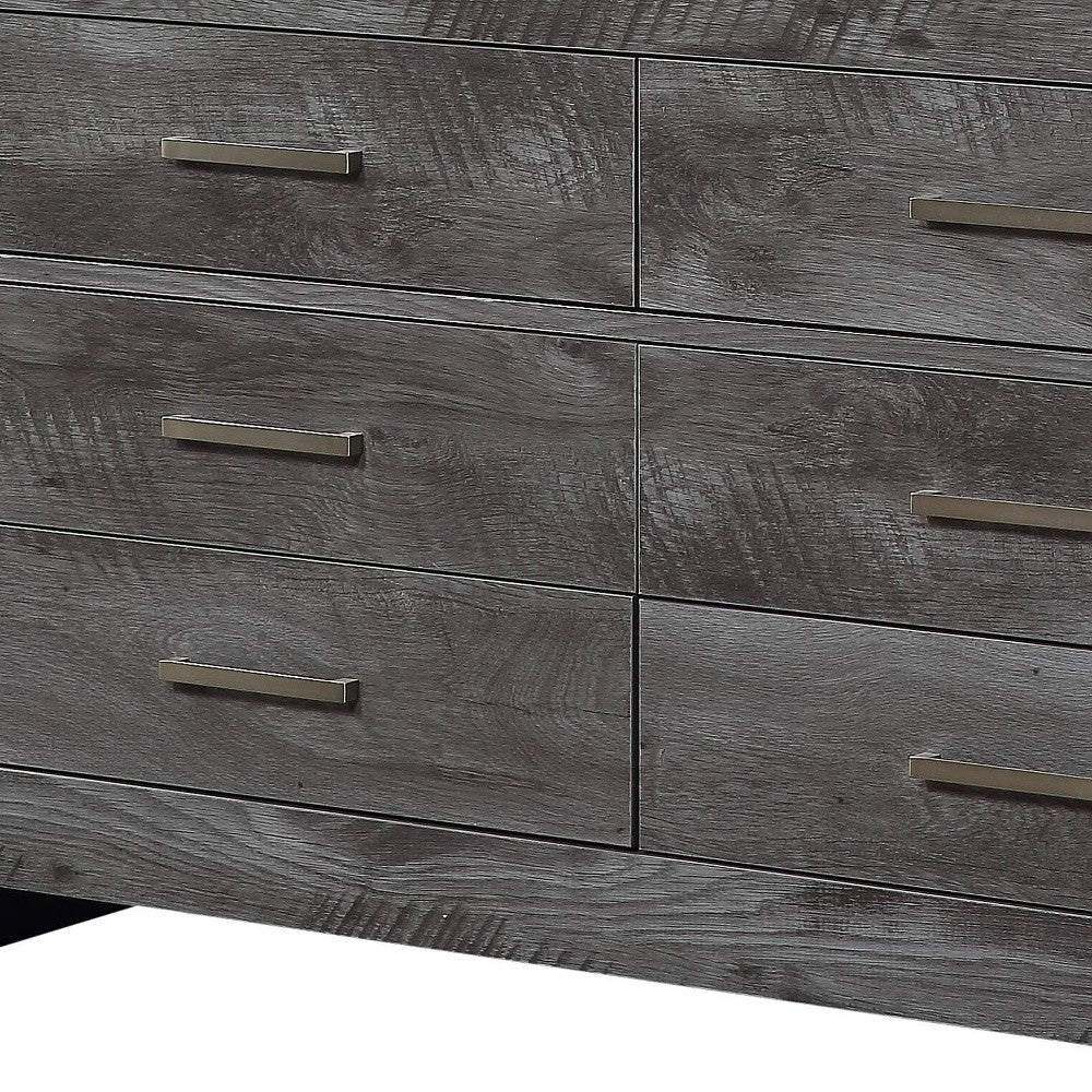 57" Gray Solid and Manufactured Wood Six Drawer Double Dresser-Dressers-DECOROLALA