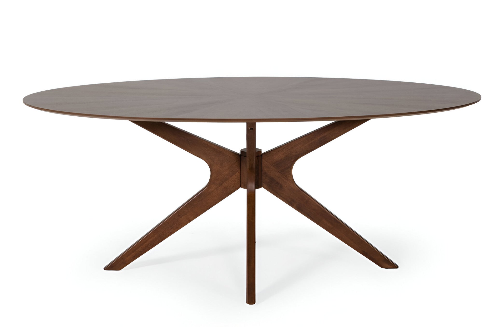 75" Brown Oval Solid Manufactured Wood Pedestal Base Dining Table-Dining Tables-DECOROLALA