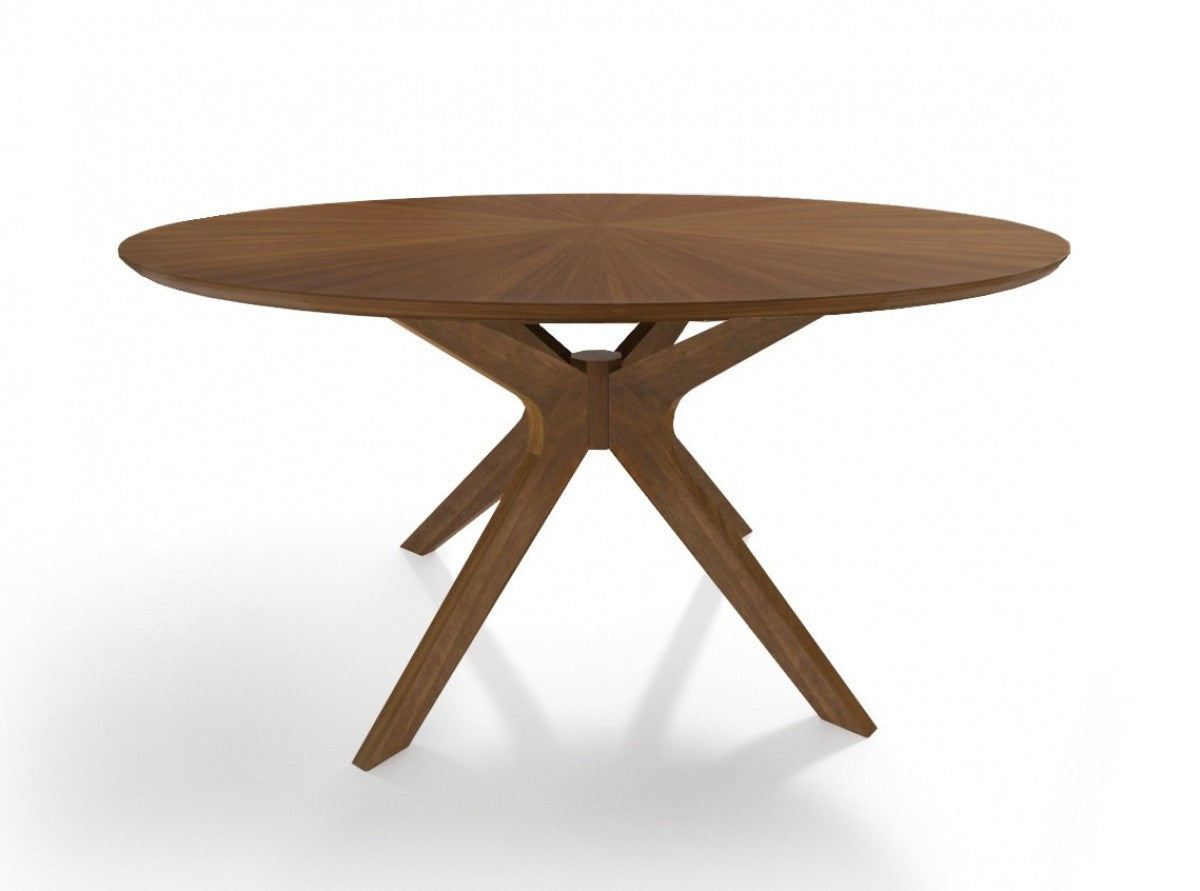 59" Brown Rounded Pedestal Base Dining Table-Dining Tables-DECOROLALA