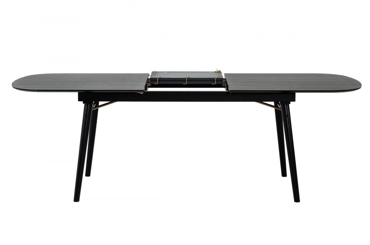71" Black Rectangular Manufactured Wood Butterfly Leaf Dining Table-Dining Tables-DECOROLALA