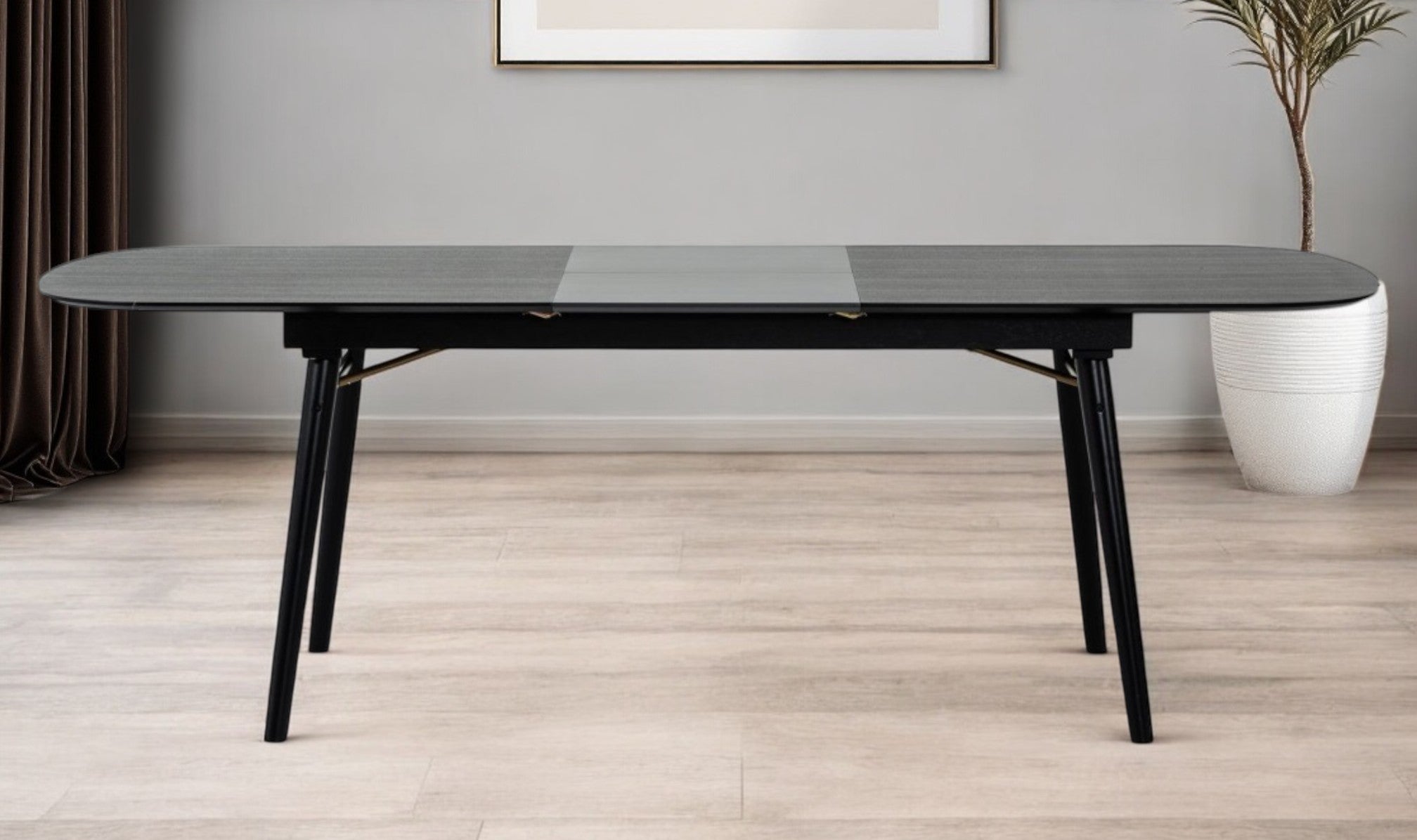71" Black Rectangular Manufactured Wood Butterfly Leaf Dining Table-Dining Tables-DECOROLALA