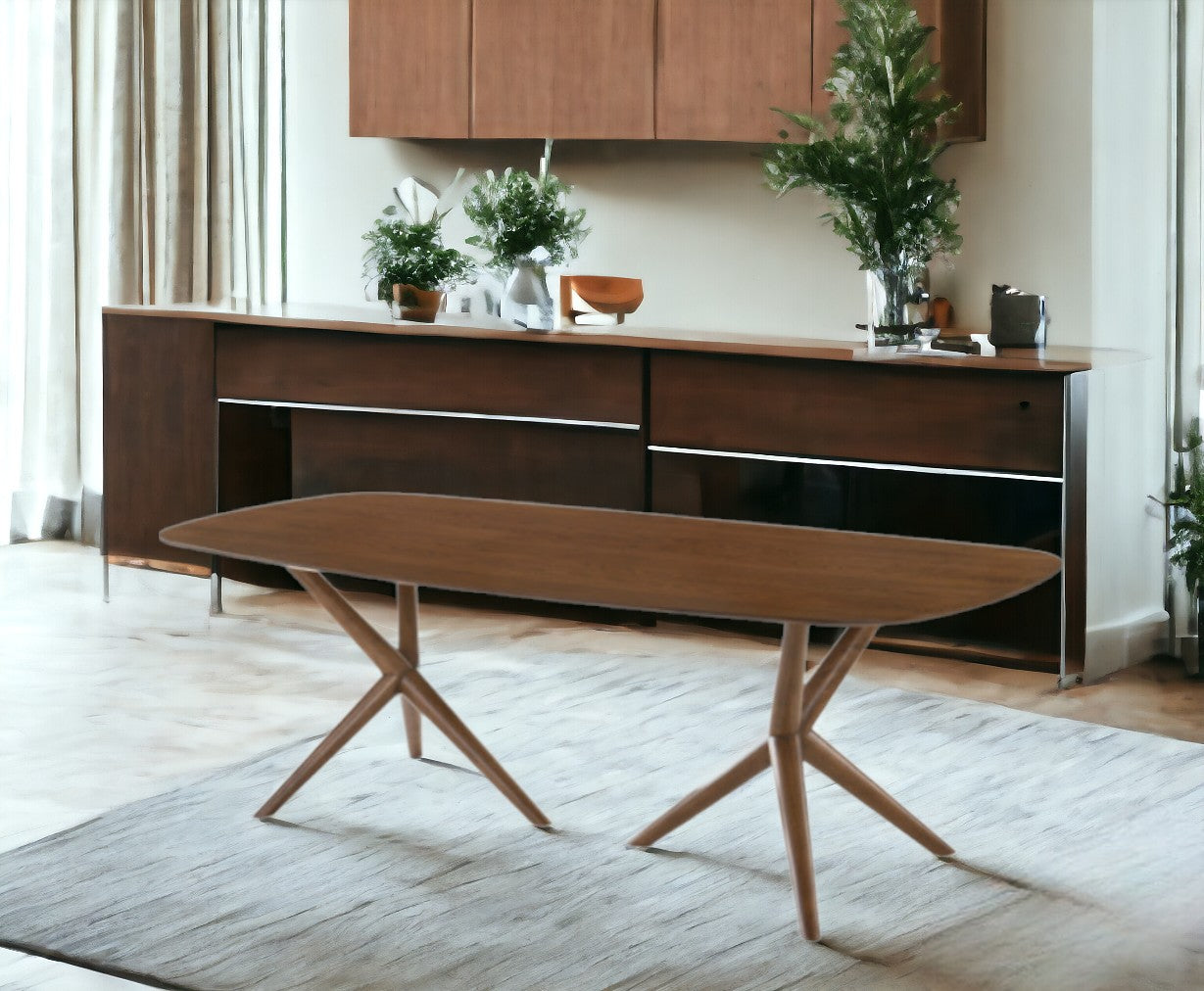 95" Brown Solid Manufactured Wood Dining Table-Dining Tables-DECOROLALA
