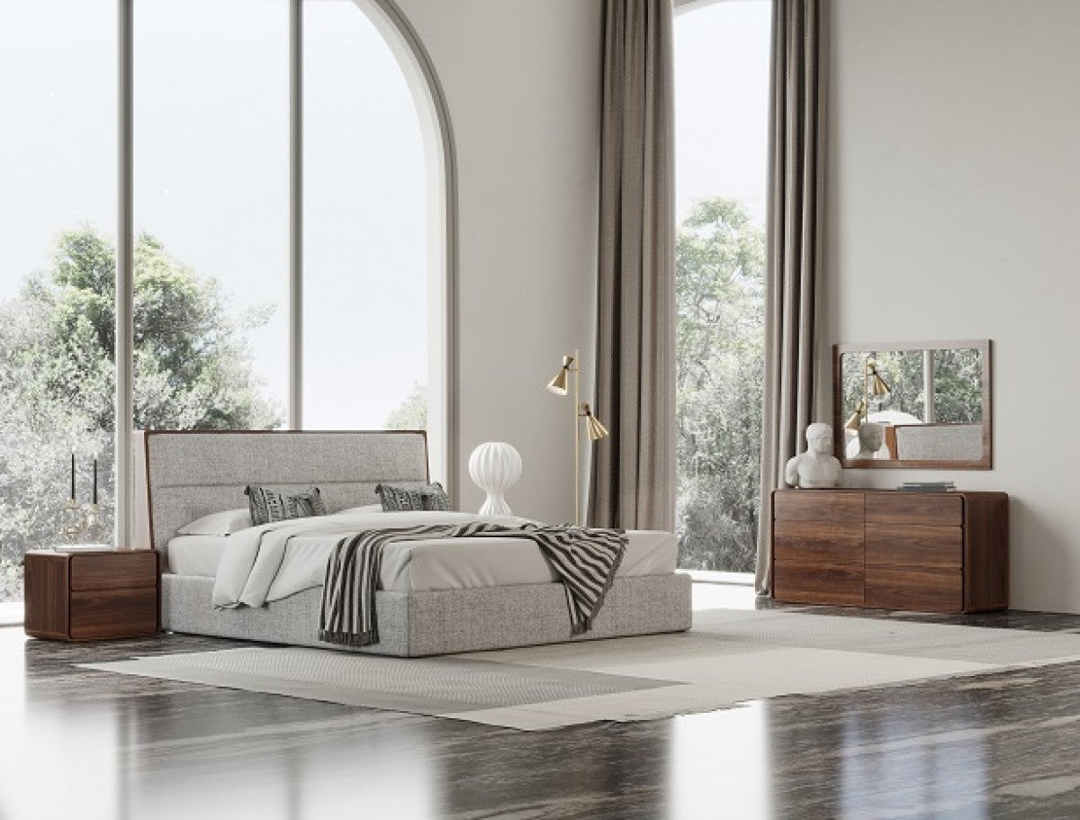 Brown and Gray Wood Upholstered King Bed Frame-5